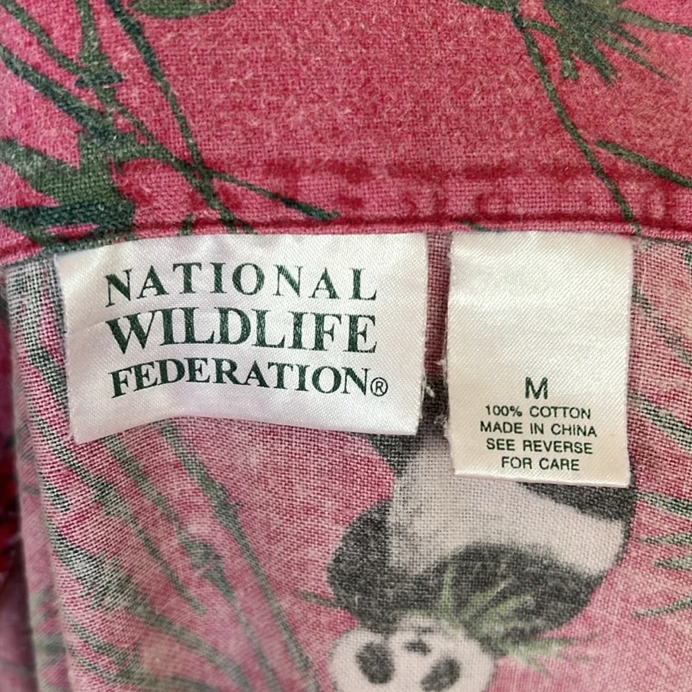 National Wildlife Federation Panda Pj Button Down 100% Cotton Night Gown Dress - Picture 12 of 13